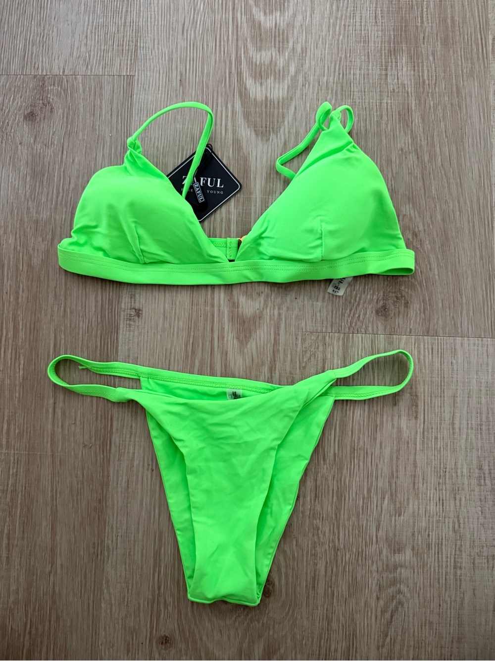 SHEIN Neon Green Triangle Bikini Set